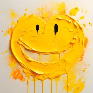 Gelbes Smiley-Gesicht in Impasto gemalt