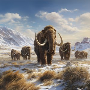 Wollmammut-Herde in der Tundra