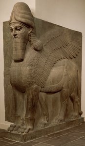 Menschköpfiger geflügelter Löwe (Lamassu), ca. 883-859 v. Chr.