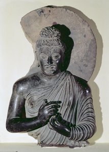 Büste eines predigenden Buddha, griechisch-buddhistischer Stil, 1.-4. Jahrhundert