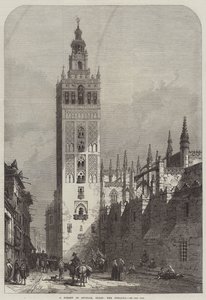Eine Straße in Sevilla, Spanien, die Giralda