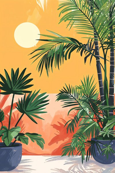 Boho-ästhetisches Poster mit Nova-Hauspflanze für Leinwanddrucke von F. Abderrahim