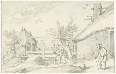 Hof mit Bauernhaus und Scheune von Abraham Bloemaert