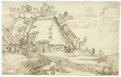 Bauernhof unter Strohdächern von Abraham Bloemaert
