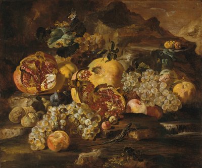 Granatäpfel und andere Früchte in einer Landschaft von Abraham Brueghel