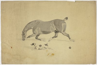 Rennendes Pferd und Hund von Abraham Cooper