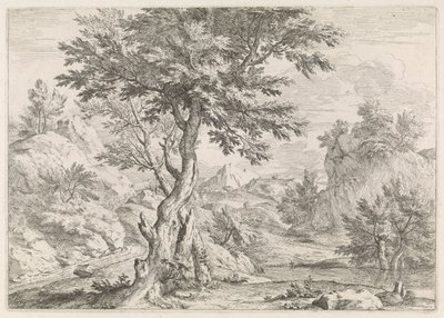 Hügelige Landschaft mit Felsen von Abraham Genoels