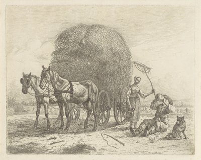 Trinkender Bauer bei einem Heuwagen von Abraham Hendrik Winter