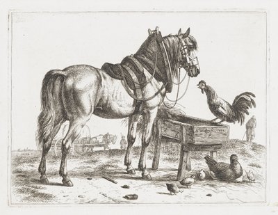 Pferd bei einer Futterkrippe von Abraham Hendrik Winter