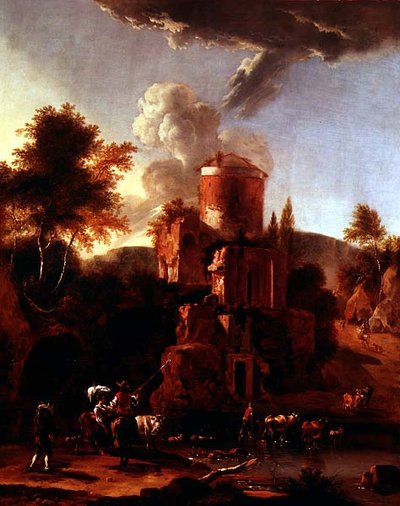 Italienische Landschaft mit Ruinen von Abraham Jansz Begeyn