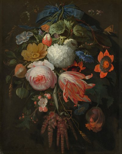 Ein hängender Blumenstrauß, wahrscheinlich 1665-1670 von Abraham Mignon