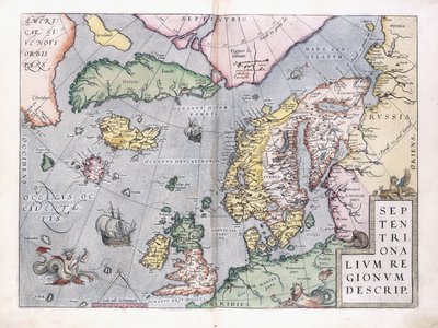 Doppelseitige Karte von Nordeuropa, 1575 von Abraham Ortelius