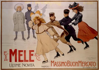 Jugendliche Eisläufer / Plakat 1902 von Achille Beltrame