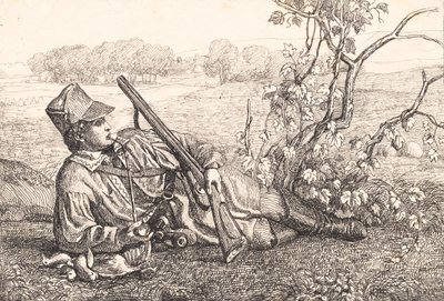 Landschaft mit einem ruhenden Jäger von Adam Müller