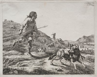 Hirte jagt einen Wolf, 1803 von Adam von Bartsch