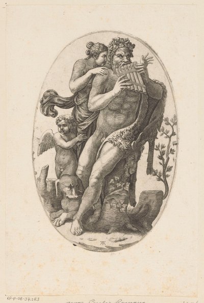 Satyr mit Panflöte und eine Nymphe von Adamo Scultori