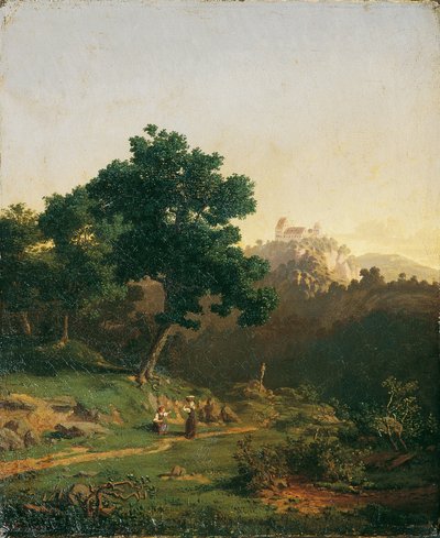 Landschaft mit Burg von Adolf Christian Baumann