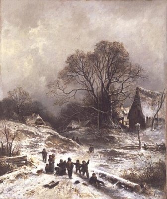 Kinder spielen im Schnee von Adolf Heinrich Lier