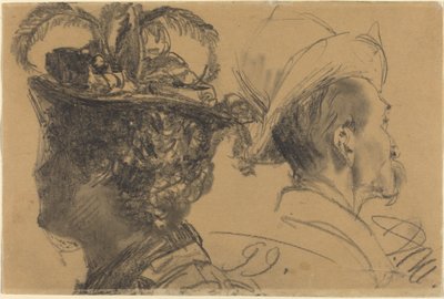 Köpfe eines Mannes und einer Frau von Adolph Menzel