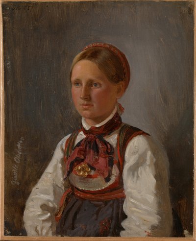 Porträt von Gunild Olsdatter aus Tinn von Adolph Tidemand