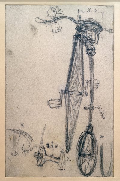 Hochrad, Ansicht von hinten von Adolph Menzel