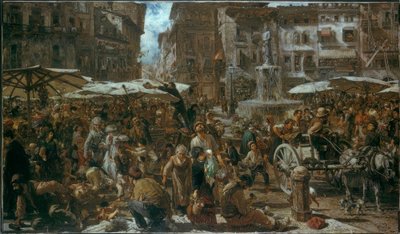 Piazza d’Erbe in Verona von Adolph Menzel