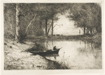 Fischer in einem Boot am Flussufer von Adolphe Appian