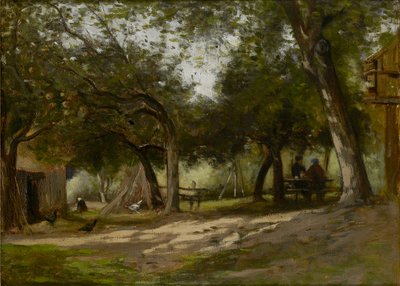 Landschaft mit einem Bauernhof, 1830-1880 von Adolphe Felix Cals