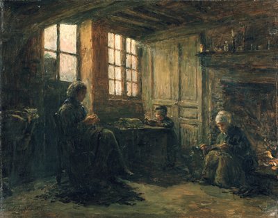 Frauen beim Leinenbrechen, Honfleur, 1877 von Adolphe Felix Cals