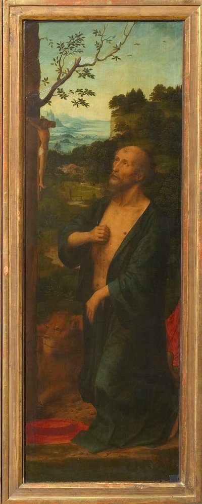 Heiliger Hieronymus Flügel eines Triptychons, 1530er Jahre von Adriaen Isenbrant
