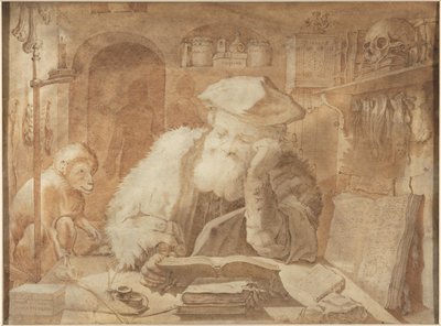 Dr. Faust in seinem Studierzimmer von Adriaen Matham
