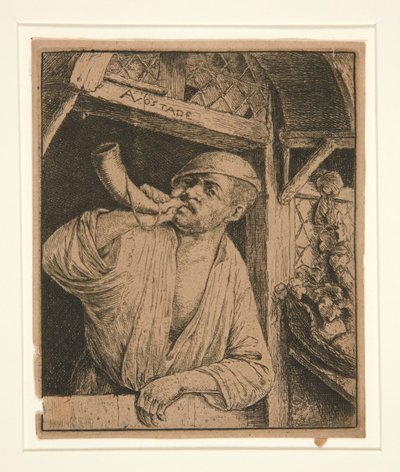 Bäcker bläst sein Horn von Adriaen van Ostade