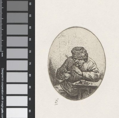 Mann zündet seine Pfeife an von Adriaen van Ostade