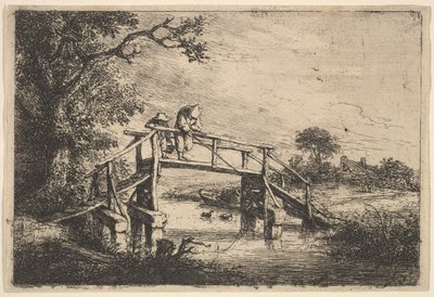 Zwei Angler auf einer Brücke, 1647 von Adriaen van Ostade