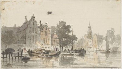 Stadtansicht mit Kanal von Adrianus Eversen