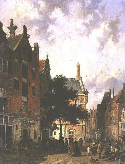 Straßenszene in Holland von Adrianus Eversen