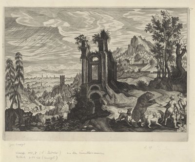Landschaft mit Bärenjagd von Aegidius Sadeler (II) (rejected attribution)