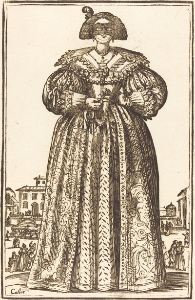 Maskierte Edelfrau von After Jacques Callot