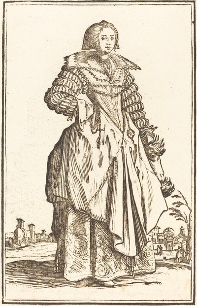 Edle Frau mit großem Kragen von After Jacques Callot