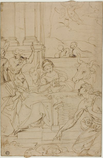 Anbetung der Hirten von Agostino Carracci