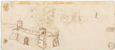 Zinnenfestung verso, 2. Hälfte 1500er von Agostino Carracci