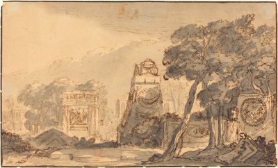 Landschaft mit antiken Gräbern von Agostino Mitelli