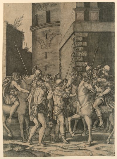 Ein römischer Kaiser trifft einen Soldaten von Agostino Veneziano