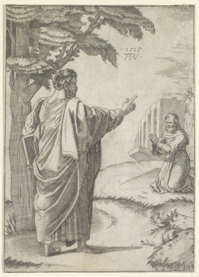 Heiliger Paulus und ein Franziskanermönch von Agostino Veneziano