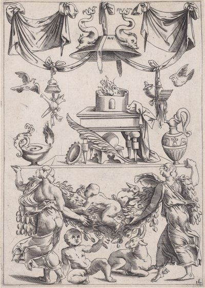 Ornamentales Panel von Agostino Veneziano