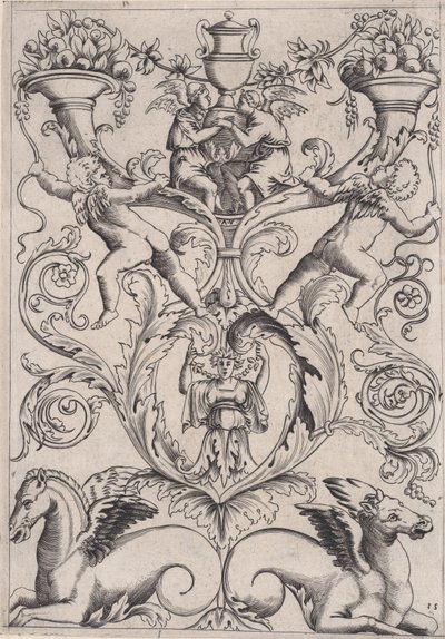 Ornamentales Panel, ca. 1514-36 von Agostino Veneziano