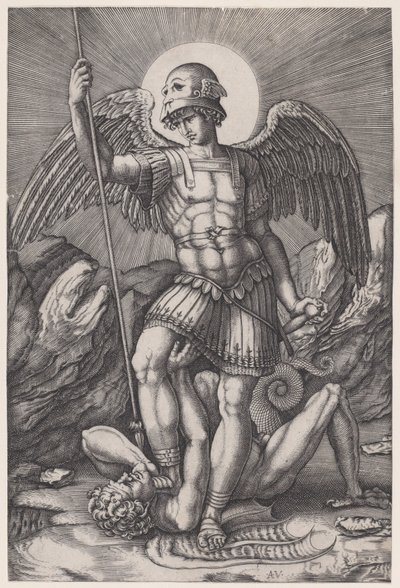 Sankt Michael, ca. 1514-16 von Agostino Veneziano