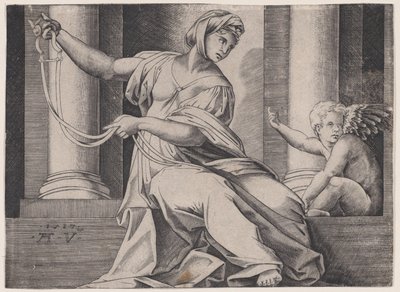 Mäßigkeit, datiert 1517 von Agostino Veneziano