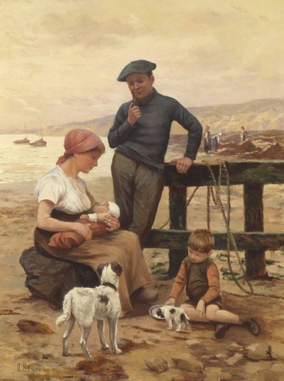 Ein Fischer und seine Familie von Albert Besnou