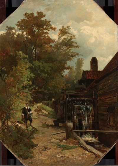 Jacob van Ruisdael skizziert eine Wassermühle von Albert Gerard Bilders